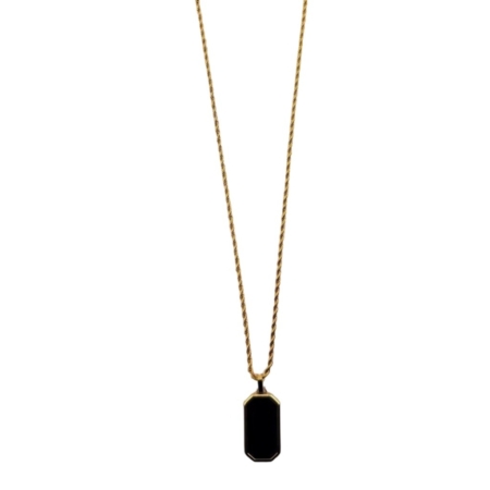 Collier doré avec pendentif noir rectangulaire