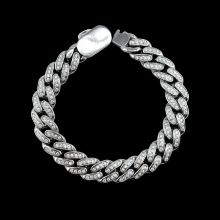 Bracelet chaîne argent avec pierres scintillantes