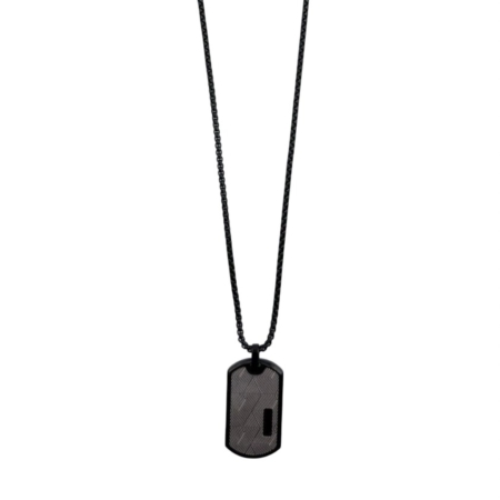Collier noir avec pendentif plaque rectangulaire
