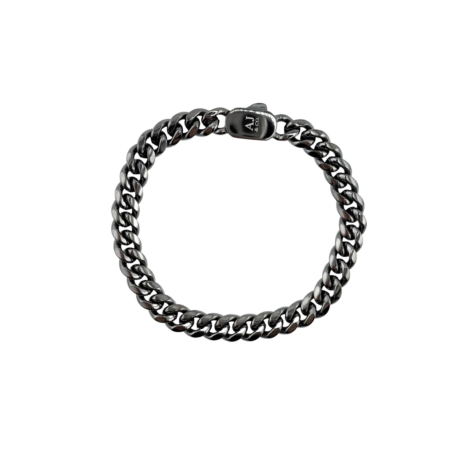 Bracelet chaîne en métal noir poli