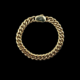 Gold chain bracelet on a black background