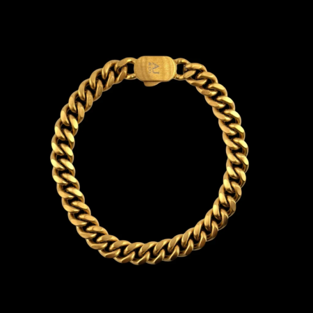 Bracelet chaîne en or sur fond noir