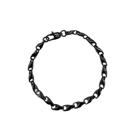 Bracelet chaîne noir avec fermoir mousqueton
