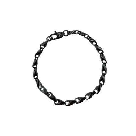 Bracelet chaîne noir en métal brillant