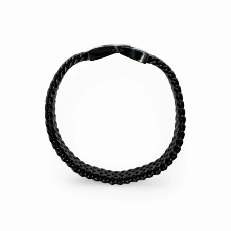 Bracelet chaîne tressée noir avec fermoir