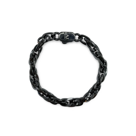 Bracelet chaîne noir brillant avec fermoir
