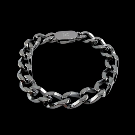 Glossy black stainless steel chain bracelet