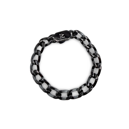 Shiny metal black chain bracelet