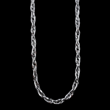 Silver chain on black background