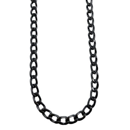Collier chaîne noire maillons larges brillants