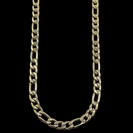 Gold curb chain on a black background