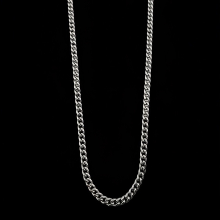 Silver chain on black background