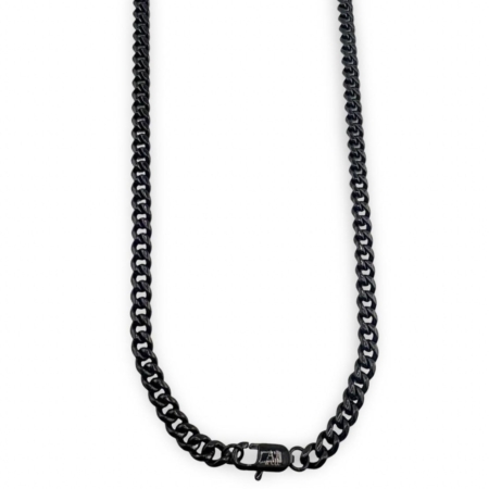 Collier chaîne noire avec fermoir visible
